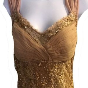 Rose/Gold New Lace Satin Flowing Gown Formal Dress